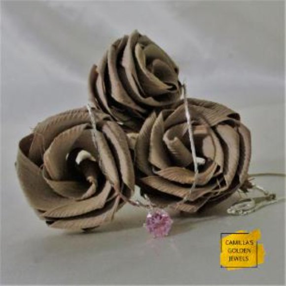 Pink Solitaire Cubic Zirconia Necklace - Picture 6 of 8